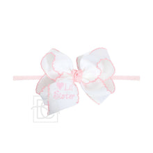 Load image into Gallery viewer, 1/4" Pantyhose Headband w/ Embroidered Lil Sister Bow

