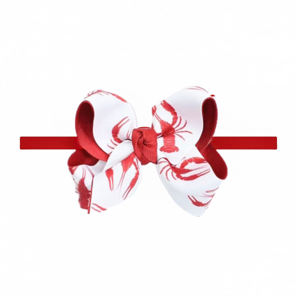 1/4 Pantyhose Headband with Layered Crawfish Ribbon Hair Bow