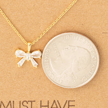 Load image into Gallery viewer, Rhinestone Ribbon Bow Pendant Necklace
