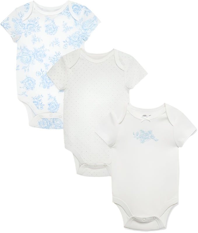 Blue Roses 3-Pack Bodysuits