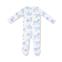Load image into Gallery viewer, Farm Toile - Blue 2 Way Zipper Footie
