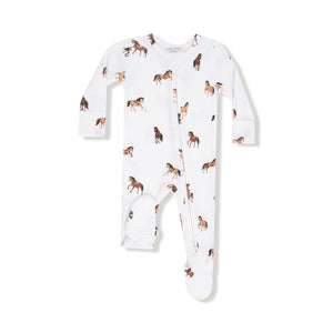 Mini Horses 2 Way Zipper Footie