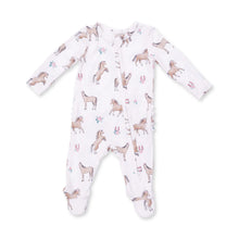 Load image into Gallery viewer, I Love Horses 2 Way Ruffle Back Zipper Footie
