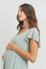 Load image into Gallery viewer, Flutter Sleeve V-Neck Maternity Ruffle Midi Dress
