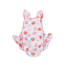 Load image into Gallery viewer, Strawberry Bliss Ric Rac Ruffle Sunsuit
