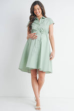 Load image into Gallery viewer, Button Up Short Sleeve Maternity Shirt Dress
