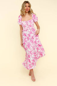 Faith Sweetheart Neck Bustier Floral Tiered Summer Dress