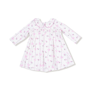 Dainty Buds and Bows Stripe Dress with Smocking and Bloomer