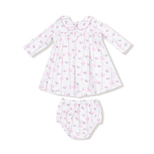 Load image into Gallery viewer, Dainty Buds and Bows Stripe Dress with Smocking and Bloomer
