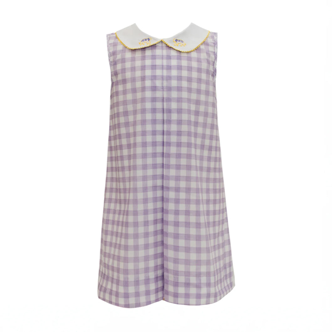 Watercolor Gingham Tiger Pleat Dress