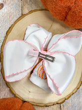 Load image into Gallery viewer, Coquette Pumpkin Embroidered Moonstitch Hair Bow
