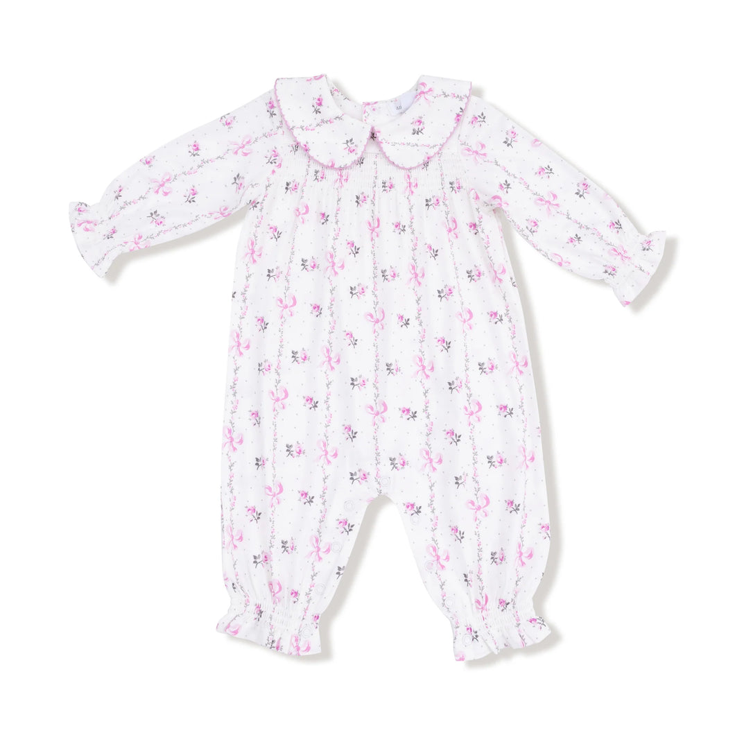 Dainty Buds and Bows Stripe Smocked Romper