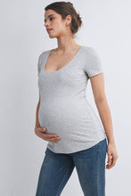 Load image into Gallery viewer, Short Sleeve Scoop Neck Maternity Knit T-Shirt
