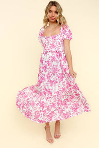 Faith Sweetheart Neck Bustier Floral Tiered Summer Dress