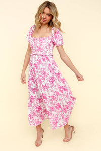 Faith Sweetheart Neck Bustier Floral Tiered Summer Dress