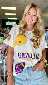 Purple/Gold Let's Geaux Sequin Shirt