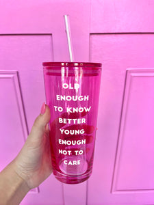 Hot Pink Glass Tumbler