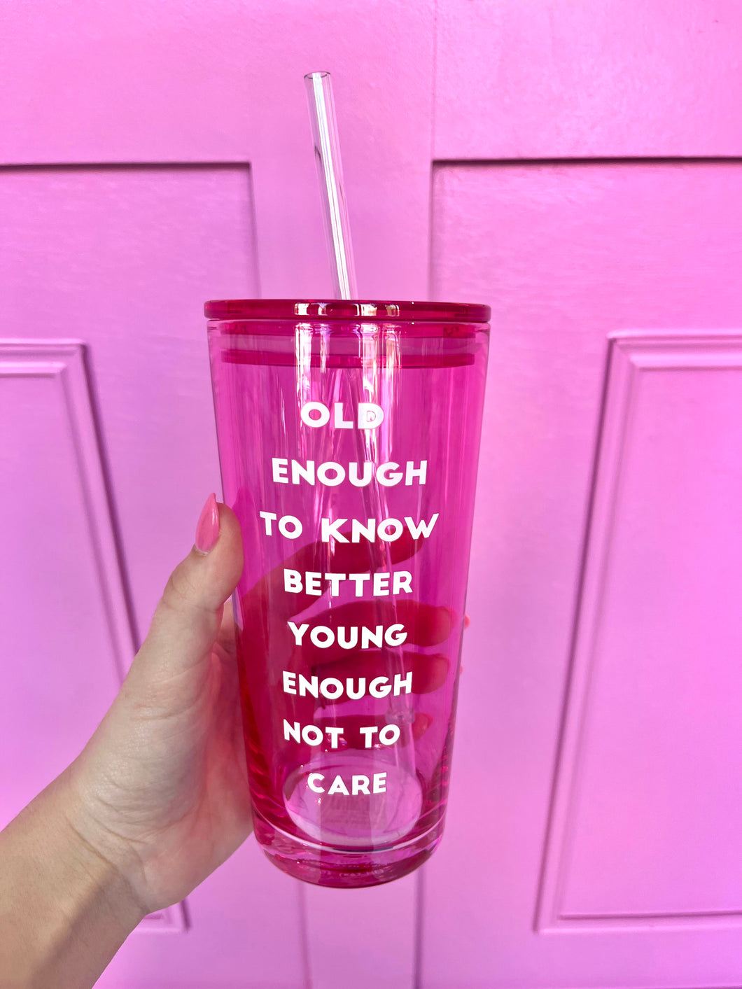 Hot Pink Glass Tumbler