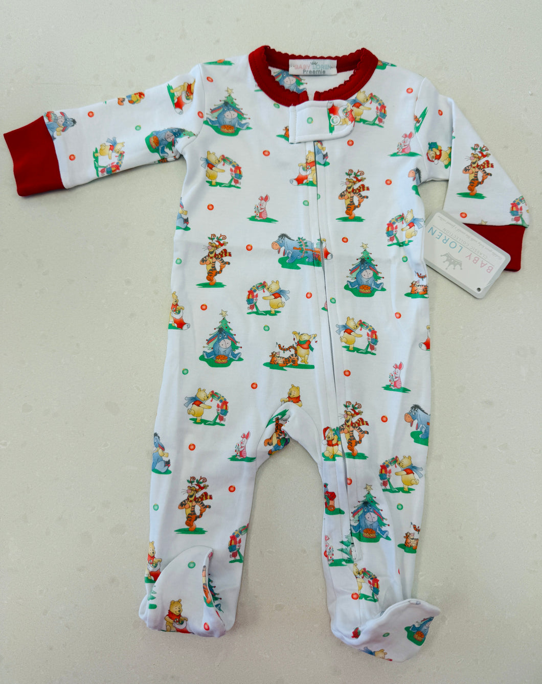Jingle Bear Joy Pima Zipper Footie
