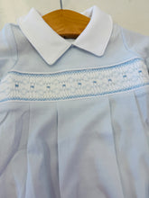 Load image into Gallery viewer, Tim Blue Hand Smocked Pima Bubble
