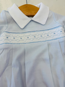 Tim Blue Hand Smocked Pima Bubble