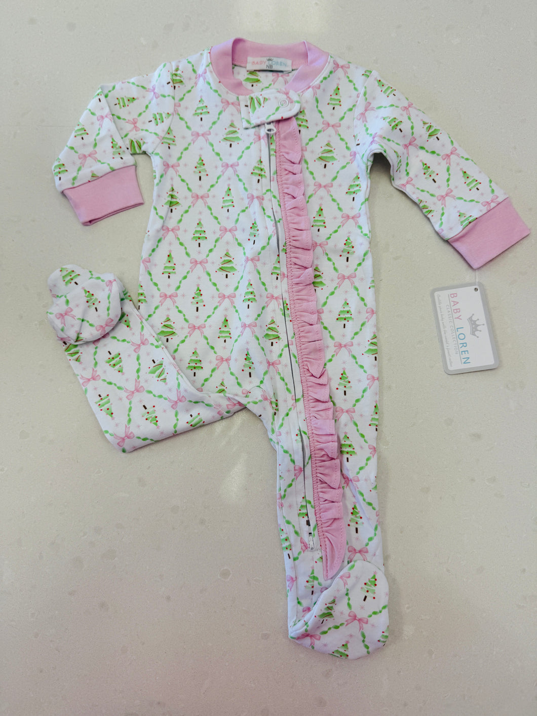 Holly Night Pima Zipper Footie