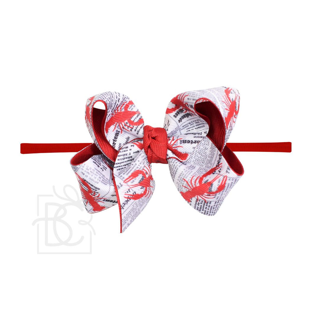 1/4 Pantyhose Headband with Layered Newspaper & Crawfish Hair Bow