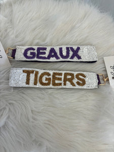 Geaux Tigers Beaded Key Chain