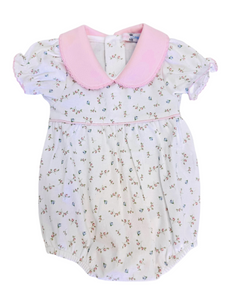 Baby Loren Bella Pink Floral Pima Short Sleeves Bubble