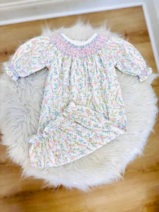 Baby Loren Vivian Floral Hand Smocked Bishop Gown