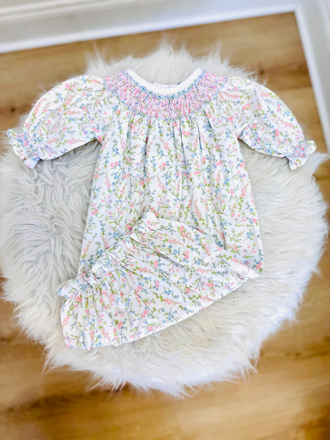 Baby Loren Vivian Floral Hand Smocked Bishop Gown