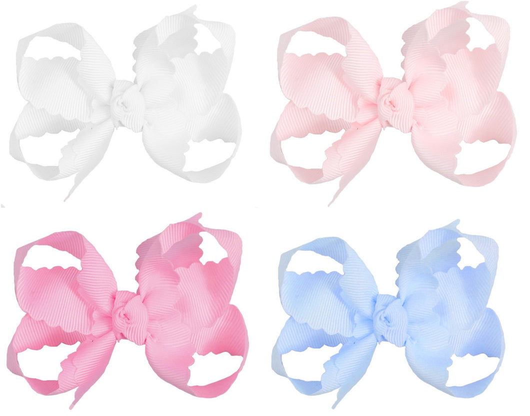 Scalloped Edge Grosgrain Hair Bow (Pack of 4)