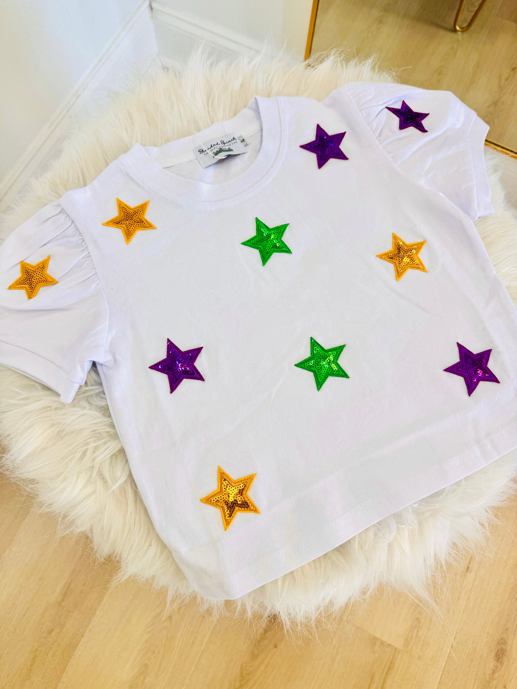 Blended Spirit Girls Mardi Gras Star Patch Tee
