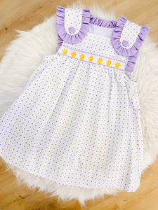Purple/Gold Bitty Dot Tiger Paw Ribbon Dress