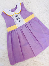 Load image into Gallery viewer, Purple and Gold Gingham Bow Dress
