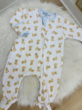 Load image into Gallery viewer, Sweet Golden Print Zip Footie - Light Blue
