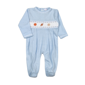 Baseball Hand Smocked Pima Footie