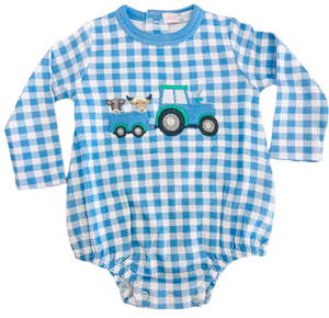 Tractors and Tails Pima Applique Bubble