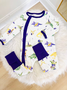 LSU Dino All-Stars Organic Cotton 2-Way Convertible Zipper Footie