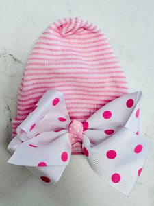 Pink Polka Dot Newborn Hat