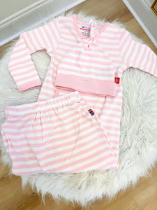 Pink Stripe Organic Cotton Magnetic Gown & Hat Set