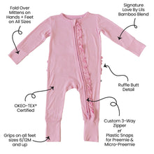 Load image into Gallery viewer, Lillian Pink Bamboo Ruffle Convertible Footie
