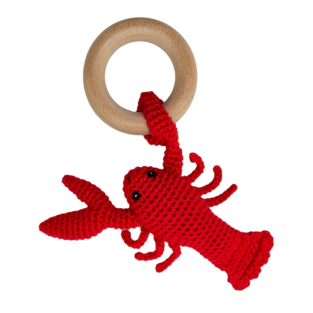 Crawfish Bamboo Crochet Woodring Rattle