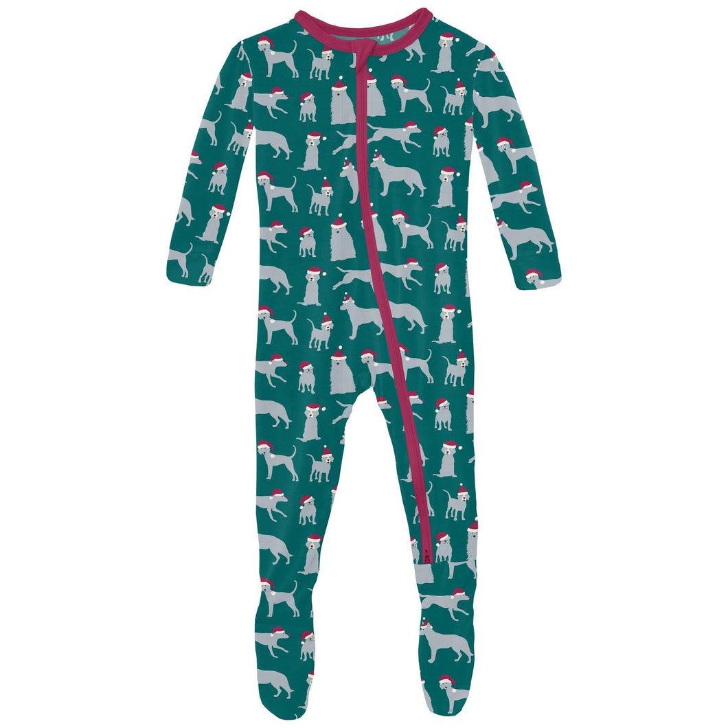 KIckee Cedar Santa Dog Footie