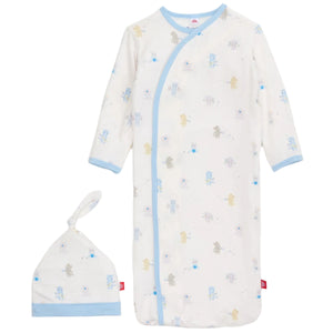 Baby Beats Blue Modal Magnetic Gown & Hat Set