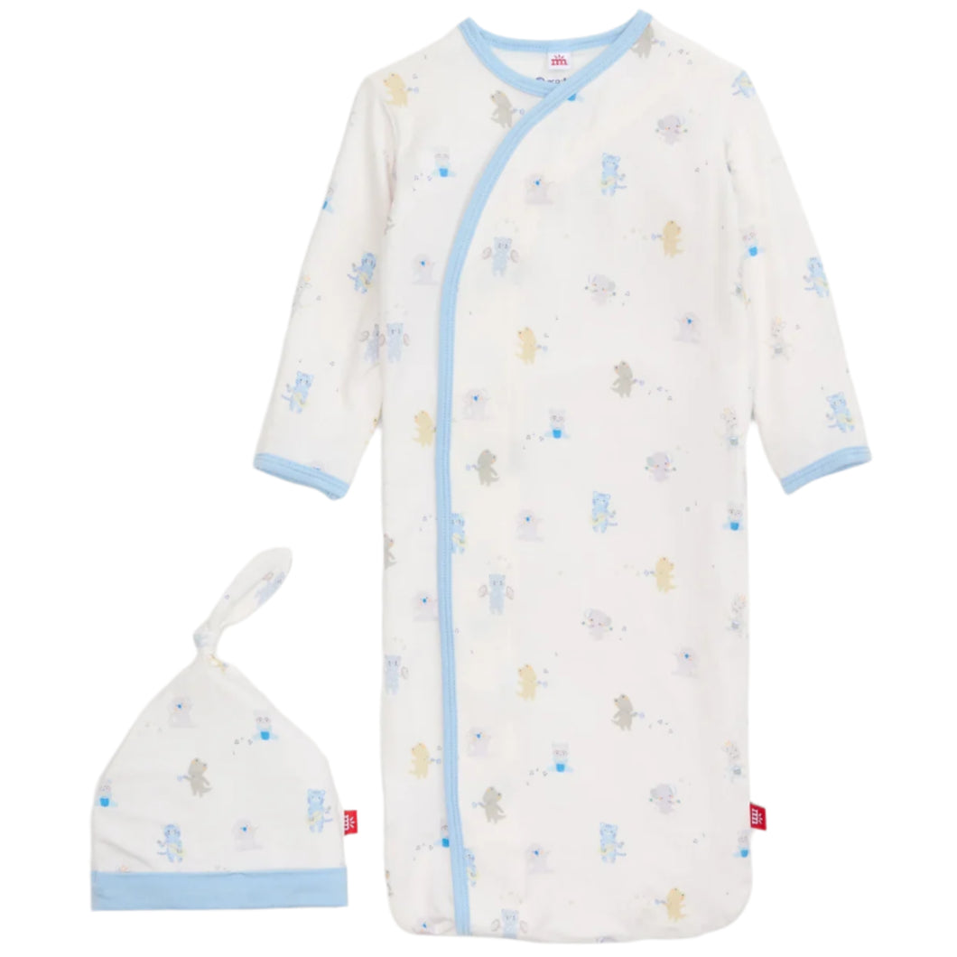 Baby Beats Blue Modal Magnetic Gown & Hat Set
