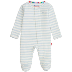 Blue Stripe Organic Cotton Magnetic Footie