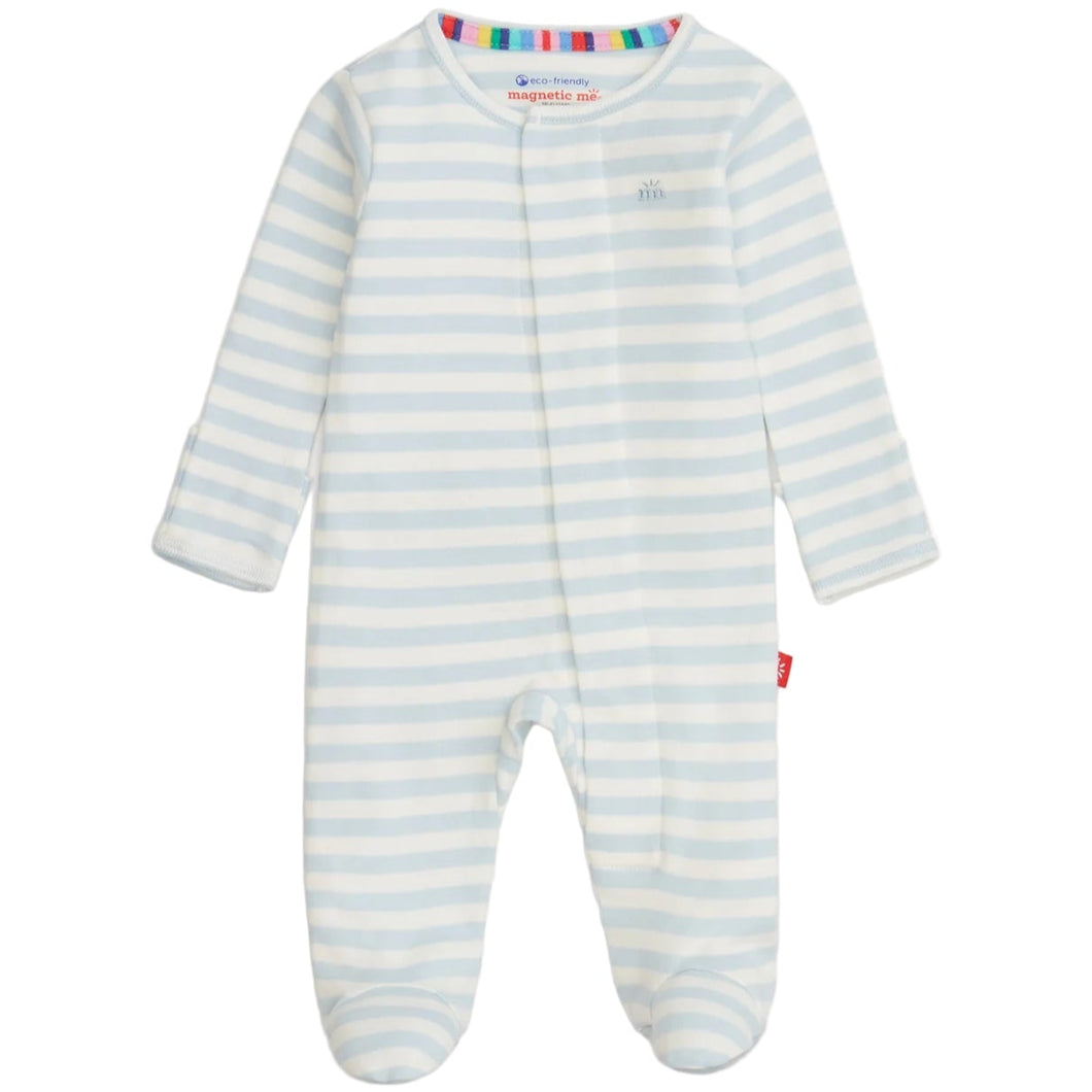 Blue Stripe Organic Cotton Magnetic Footie