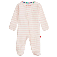 Load image into Gallery viewer, Pink Stripe Organic Cotton Magnetic Footie
