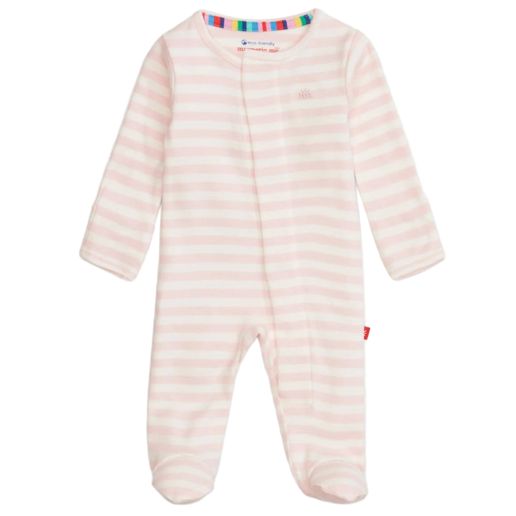 Pink Stripe Organic Cotton Magnetic Footie